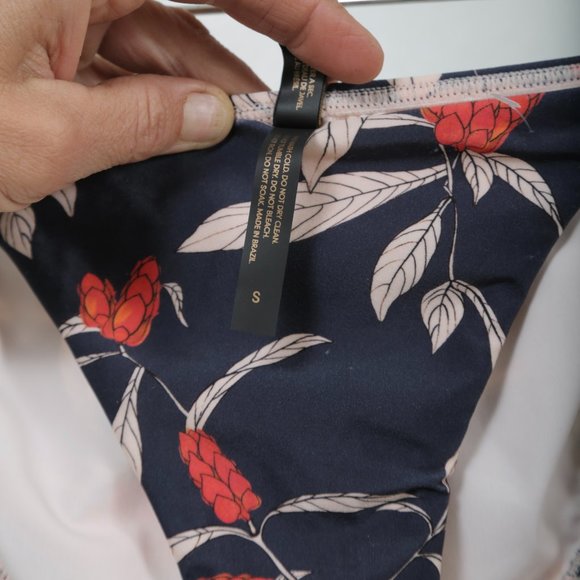 NWOT ViX‎ by Paula Hermanny Loop Bikini Bottom Retro Flower, Navy Pink  S - Picture 6 of 16